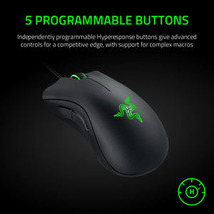 Razer DeathAdder Essential (2021) - Mouse da Gioco Cablato con Sensore Ottico da 6400 DPI (Sensore Ottico da 6400 DPI, 5 Pulsanti Programmabili, Fattore di Forma Ergonomico) Nero