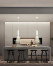 Carica l'immagine nel visualizzatore di Gallery, Lampadario a Sospensione Moderno 15cm, Lampada a Sospensione con Portalampada GU10, Lampadario Cilindrico Bianco, Lampad