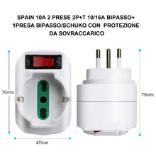 Carica l'immagine nel visualizzatore di Gallery, EXTRASTAR Adattatore Multipresa Tripla,con protezione sovraccarico ed interruttore,Adattatori da Schuko a Spina Piccola 