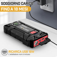 Carica l'immagine nel visualizzatore di Gallery, BRPOM Avviatore Batteria Auto, 6000A Avviatore di Emergenza per Auto/Moto, (Motori Fino a 8.0L Gas o 6.5L Diesel) Torcia a LED,Porta USB da per Smartphone