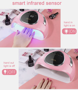 Soulpala 180W Lampada Unghie professionale UV LED 48pcs Luce UV LED per Gel Portatile Fornetto Unghie unghie Strumenti per Manicure/Pedicure 4 Timer Preimpostati,Sensore Automatico, Curare Rapidamente UV Gel