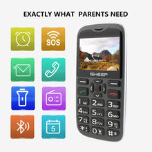 Carica l'immagine nel visualizzatore di Gallery, ISHEEP Telefono cellulare quad-band, gsm, tasti grandi per anziani, sbloccato, senza sim inclusa,D210 nero
