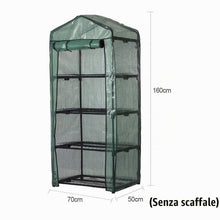 Carica l'immagine nel visualizzatore di Gallery, Copertura per serra da giardino in PVC, 4 ripiani, con telo rimovibile trasparente, 160x70x50 cm, impermeabile e traspir
