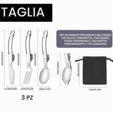 Carica l'immagine nel visualizzatore di Gallery, Posate Pieghevoli 3 in 1 Acciaio Inossidabile, Portatili per Campeggio