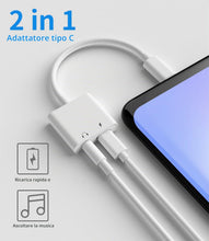 Carica l'immagine nel visualizzatore di Gallery, Adattatore USB C a Jack Auricolare Cavo(2 in 1) Auricolare 3.5mm Audio Cuffia Caricabatterie USB-C Compatibile per Samsu