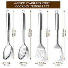 Carica l'immagine nel visualizzatore di Gallery, Homquen Utensili Cucina Set 4 Pezzi, Set di Utensili da Cucina in Acciaio Inossidabile, Set di Spatole per Utensili da Cucina, Mestoli Cucina, Accessori per Gadget da Cucina Essenziali per la Casa