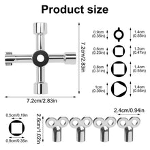 Carica l'immagine nel visualizzatore di Gallery, Chiave per Pannello a 4 Vie, Chiave Quadrata Contatore Gas con 4 Chiavi TriangolariChiave Universale per Quadri Elettric