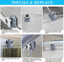 Carica l'immagine nel visualizzatore di Gallery, Set di 8 rulli per porta doccia, guide per porta doccia singole, ruote, puleggia, guide diametro 23 mm, parti di ricambi