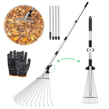 Carica l'immagine nel visualizzatore di Gallery, Rastrello Foglie con Manico,215,Rastrello Foglie acciaio,Scopa da Giardino per Foglie Rastrello con Manico,Rastrello per