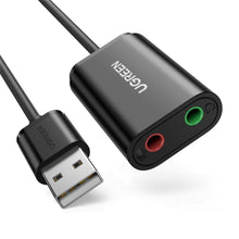 Carica l&#39;immagine nel visualizzatore di Gallery, UGREEN Scheda Audio USB Esterna Adattatore Jack 3,5mm per Cuffie Microfono Stereo Casse Adapter Aux Compatibile con Windows PC, PS5/4, MacBook, Linux, Altoparlanti, Amplificatore