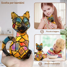 Carica l'immagine nel visualizzatore di Gallery, Aohcae Lampada a forma di gatto a forma di mosaico, lampada Tiffany a forma di gatto, bella lampada vintage a forma di a
