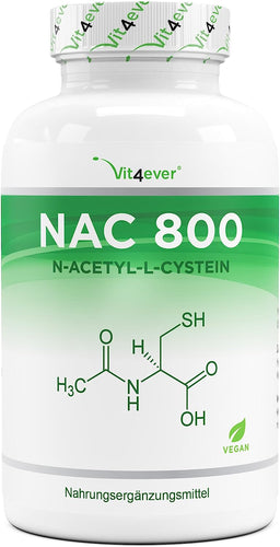 NAC - N-Acetyl L-Cysteine 180 capsule da 800 mg ciascuna - Fornitura per 6 mesi - Vegan - Altamente dosato - Qualità premium