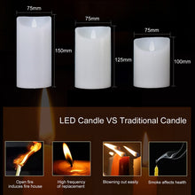 Carica l'immagine nel visualizzatore di Gallery, Candele LED finte fiamma oscillante set 3 (10cm, 12.5cm, 15cm), natale decorazioni, lanterne natalizie da interno, bianc