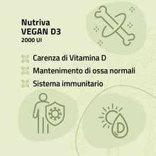 Carica l'immagine nel visualizzatore di Gallery, NUTRIVA Vegan D3, Integratore Alimentare a Base di Vitamina D3, Ideale per le Ossa e per il Supporto del Sistema Immunit