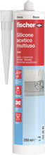 Carica l'immagine nel visualizzatore di Gallery, Fischer Silicone Acetico Multiuso Bianco SAM 280 ml, Sigillante Antimuffa per Vetro, Alluminio, Smalto, Ceramica, Adatto