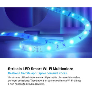 TP-Link Tapo L900-5 Striscia LED Smart Wi-Fi 5m, Controllo Vocale Compatibile con Alexa e Google Assistant, Sync-to-Music, Luci LED per Casa, Bar, Festa, Accorciabile e Controllo dall'APP