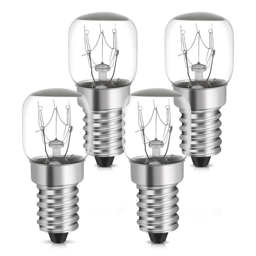 YIIFELL 4 Pezzi lampadine per forno E14 15W,Luce Calda 2700K,Resistente al Calore Fino a 300 Gradi forno a microonde, frigorifero,Classe di efficienza energetica G [Classe di efficienza energetica A]