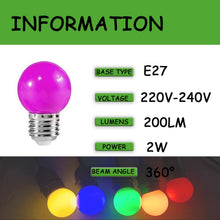 Carica l'immagine nel visualizzatore di Gallery, Lampadine Colorate LED Viola, Lampadina E27 G45 2W, Mini Lampadine Colorate Lampada LED, Impermeabile per Interni ed Est
