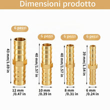 Carica l'immagine nel visualizzatore di Gallery, 24 pz connettori tubi ottone dritti 6 8 10 12 mm per aria acqua