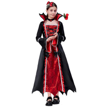 Carica l'immagine nel visualizzatore di Gallery, ZUCOS Costume da vampiro per Halloween, per bambina, stile gotico, elegante, medievale, per feste di carnevale, nero, taglia 7-9 anni