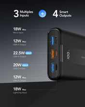 Carica l'immagine nel visualizzatore di Gallery, VRURC Power Bank 20000mAh, 22.5W Ricarica Rapida Caricatore Portatile con 3 uscite e 4 ingressi, PD3.0 QC4.0 USB C Compatto Powerbank Mini, Display a LED Batteria Esterna per iPhone Samsung Huawei ecc