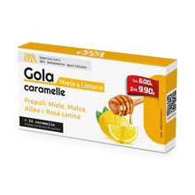 Carica l'immagine nel visualizzatore di Gallery, Sanavita Gola Limone Miele Caramelle con Propoli, Malva, Altea e Rosa Canina - 24 caramelle per confezione