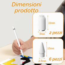 Carica l'immagine nel visualizzatore di Gallery, 6 Pezzi Punte Tips per Apple Pencil 1/2 Generazione, 2 Pezzi Tappo Magnetico per Apple Pencil, Alta Sensibilità Punte