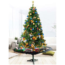 Carica l&#39;immagine nel visualizzatore di Gallery, PARTENOPE Trenino Natalizio con Supporto Installazione per Centro Albero di Natale Treno Elettrico 2 Vagoni + Slitta Babbo Natale con Luci e Suoni Decorazioni Natalizie Diametro Pista 89 cm