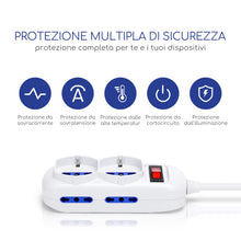 Carica l'immagine nel visualizzatore di Gallery, Aigostar - Multipresa Ciabatta elettrica Polivalente a 6 Posti, 250v/3680W Cavo 5m. Color Bianco