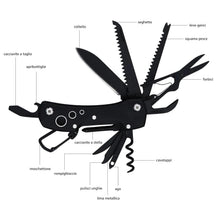 Carica l'immagine nel visualizzatore di Gallery, Amazon Basics Coltello multiuso tascabile 15 in 1 con custodia, Nero