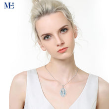 Carica l'immagine nel visualizzatore di Gallery, MicLee Collana Ciondoli Foto da Donna in Argento 925 Pendenti Medaglioni de Farfalla Moda Collane Ovale di Farfalla con Zircone Blu Ciondolo Apribile