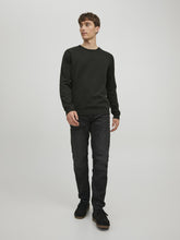 Carica l'immagine nel visualizzatore di Gallery, JACK &amp; JONES JJEBASIC Knit Crew Neck Noos Pullover, Forest Night/Detail:Twisted with Black, M Uomo