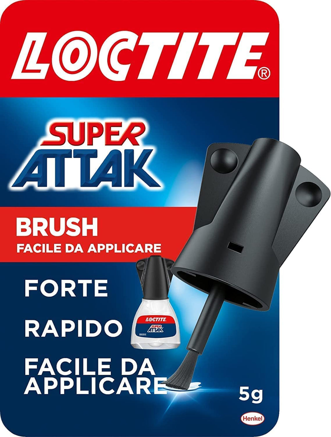Loctite Super Attak Brush, Colla Liquida Trasparente con pennello, Super colla per applicazioni precise, Colla per legno, gomma, metallo, ceramica, legno, cuoio e pelle, 1x5g