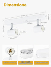 Carica l'immagine nel visualizzatore di Gallery, KYOTECH Lampada da soffitto Orientabili, con 2 faretti soffitto, adatta per 2 lampadine E27 non incluse max 60W, plafoni