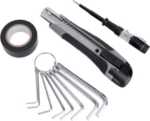 Carica l'immagine nel visualizzatore di Gallery, Amazon Basics 32 pezzi Set di utensili per la casa, Nero/Grigio