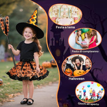 Carica l'immagine nel visualizzatore di Gallery, DiULi Costume da Strega per Bambina, Set da Strega da 3 Pezzi con Gonna di Tulle Cappello Strega Scopa, Costume da Streg
