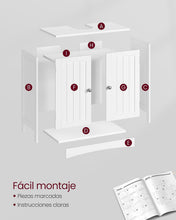 Carica l'immagine nel visualizzatore di Gallery, VASAGLE Mobile Sottolavabo per Bagno, con 2 Ante, 60 x 30 x 60 cm