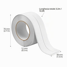 Carica l'immagine nel visualizzatore di Gallery, QWORK® Nastro Sigillante Autoadesivo Impermeabile, 3.8cm x 3.2m, 3 Rotoli – Barriera Anti-Muffa e Umidità per Bordo Vasc