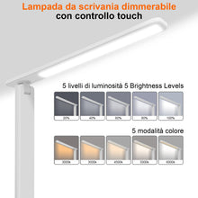 Carica l'immagine nel visualizzatore di Gallery, lampada da scrivania,lampada da lettura,dimmerabile lampada da tavolocon porta USB, 3 modalità di illuminazione, lampada da comodino pieghevole per lettura,unghie,lavoro,studiare,ufficio,dormitorio