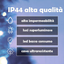Carica l'immagine nel visualizzatore di Gallery, GINMA - Luci Natale LED Interno e Esterno con 8 Effetti Luce, Certificate IP44, Basso Consumo e Impermeabili - Cavo Tras