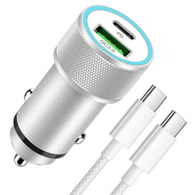 Carica l'immagine nel visualizzatore di Gallery, Caricatore Auto USB C 60W con 1M Cavo Type C Ricarica Rapida per iPhone 18 17 16 15 Pro Max/Plus,Samsung Galaxy S25 S25 