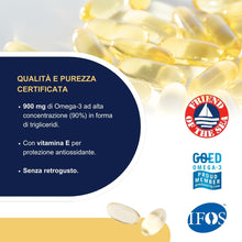 Carica l'immagine nel visualizzatore di Gallery, Omega 3 IFOS 5 Stelle 90 cps - Olio di Pesce Omega 3 1000mg - Ricco di EPA e DHA - Senza Retrogusto, Facile da Digerire,