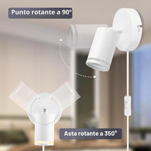 Carica l'immagine nel visualizzatore di Gallery, Applique da Parete Interno, Attacco GU10, 2 Pcs Lampada da Parete Orientabili Bianco, Faretto da Parete in Alluminio Reg