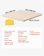 Carica l'immagine nel visualizzatore di Gallery, VEVOR Pietra per Pizza, Pietra da Forno per Pizza Rettangolare in Cordierite da 406 x 355 x 15 mm, con Raschietto, Cordi