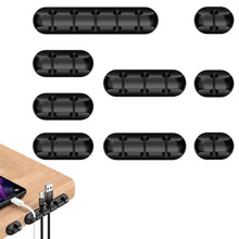 Carica l'immagine nel visualizzatore di Gallery, 9 Pezzi Clip per Cavi in Silicone di Varie Dimensioni | Porta Cavi Adesivi per Scrivania, TV, Auto | Nero Organizer Cavi