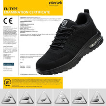 Carica l'immagine nel visualizzatore di Gallery, Scarpe Antinfortunistiche Uomo Donna Leggere e Comode Scarpe da Lavoro con Punta in Acciaio Sportive Scarpe da Cantiere Antiscivolo Traspiranti 01 Nero Assoluto EU 43