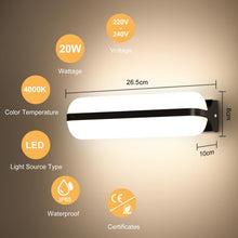 Carica l'immagine nel visualizzatore di Gallery, VivaLet Applique da Esterno/Interno 20W 2000LM, Illuminazione Up &amp; Down Lampada da Parete a Parete, 4000K IP65 Luce da E