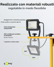 Carica l'immagine nel visualizzatore di Gallery, Goobay 57845 Faretto da costruzione a LED su stativo telescopico 2 x 20W / 3400lm / Luce bianca neutra - 4000K / Per uso