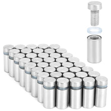 Carica l'immagine nel visualizzatore di Gallery, QWORK® 40 Pezzi Distanziali per Targhe in Acciaio Inox - 12x25mm - Distanziatori per Vetro con Imbottitura per Insegne, 