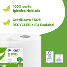 Carica l'immagine nel visualizzatore di Gallery, Lucart Professional, Confezione da 6 Rotoli Jumbo di Carta Igienica Ecologica, 2 Veli, Morbida e Consistente, 100% Ricic